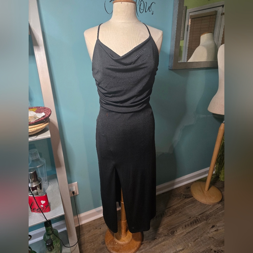 Jason Wu Black Cowl-Neck Midi Slip Dress